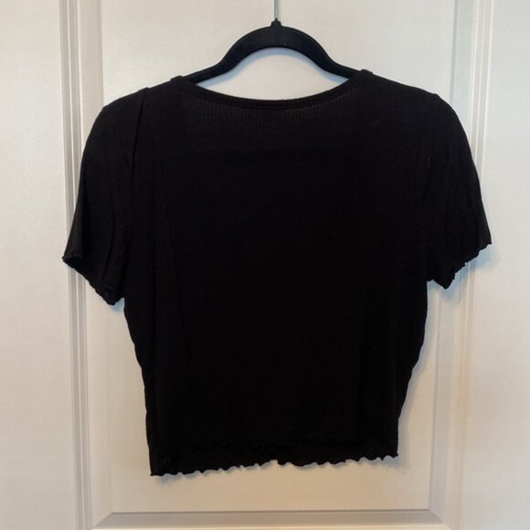 Ribbed faux button up ribbed cropped t shirt - Picture 3 of 3